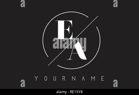 EA Letter Logo with Cutted and Intersected Design and Round Frame ...