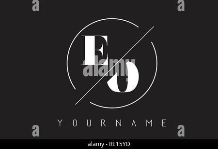 EO Letter Logo with Cutted and Intersected Design and Round Frame Vector Illustration Stock Vector