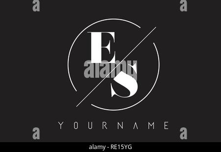 ES Letter Logo with Cutted and Intersected Design and Round Frame Vector Illustration Stock Vector
