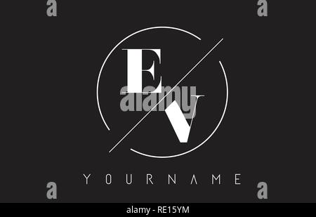 EV Letter Logo with Cutted and Intersected Design and Round Frame ...