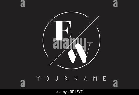 EW Letter Logo with Cutted and Intersected Design and Round Frame Vector Illustration Stock Vector