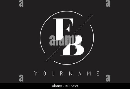 FB Letter Logo with Cutted and Intersected Design and Round Frame Vector Illustration Stock Vector