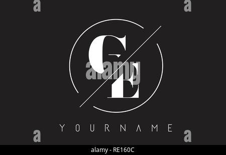 GE Letter Logo with Cutted and Intersected Design and Round Frame Vector Illustration Stock Vector