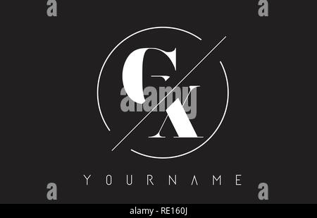 GX Letter Logo with Cutted and Intersected Design and Round Frame Vector Illustration Stock Vector