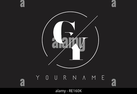 GY Letter Logo with Cutted and Intersected Design and Round Frame Vector Illustration Stock Vector
