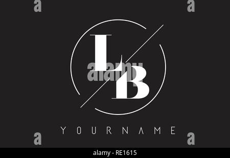 LB Letter Logo with Cutted and Intersected Design and Round Frame Vector Illustration Stock Vector