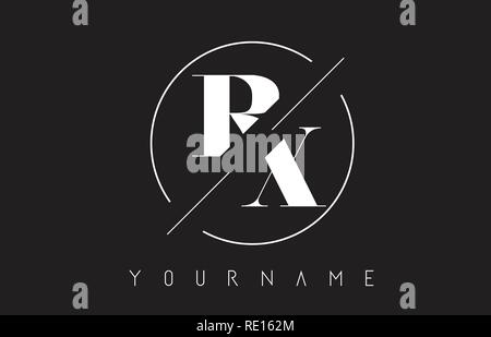 RX Letter Logo with Cutted and Intersected Design and Round Frame Vector Illustration Stock Vector