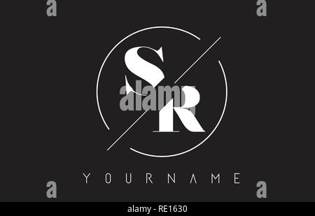 SR Letter Logo with Cutted and Intersected Design and Round Frame ...