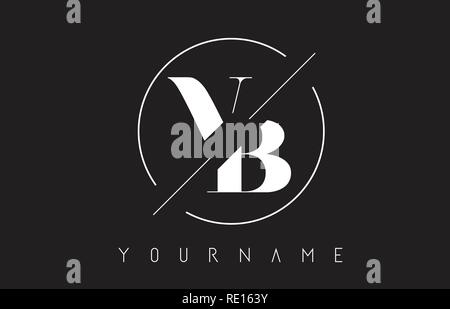 VB Letter Logo with Cutted and Intersected Design and Round Frame Vector Illustration Stock Vector