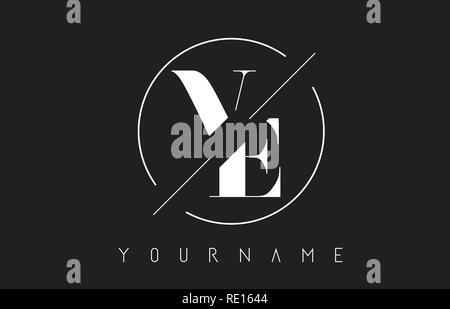 VE Letter Logo with Cutted and Intersected Design and Round Frame Vector Illustration Stock Vector
