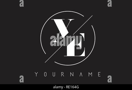 XE Letter Logo with Cutted and Intersected Design and Round Frame Vector Illustration Stock Vector