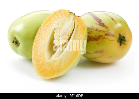 Pepino melon fruit isolated on white background Stock Photo
