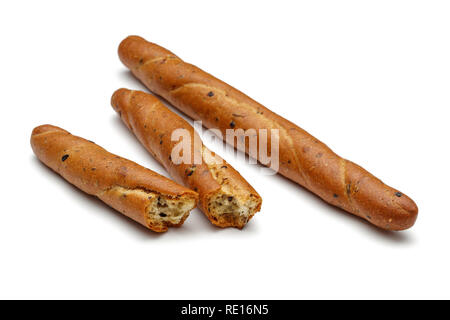 Breadsticks or grissini isolated on white background Stock Photo