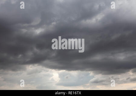 Stormy skies with grey clouds. Natural weather background showing possible rain Stock Photo