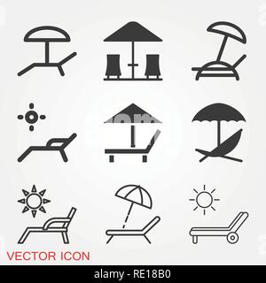 Chaise lounge icon logo, illustration, vector sign symbol for design Stock Vector