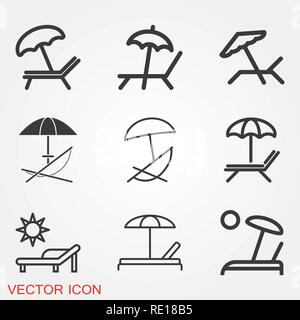 Chaise lounge icon logo, illustration, vector sign symbol for design Stock Vector