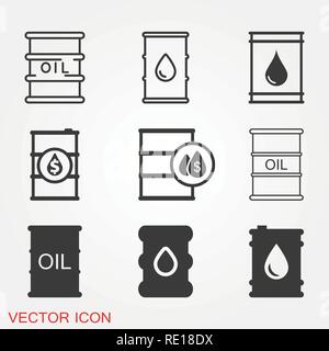 Oil drum container icon logo, illustration, vector sign symbol for design Stock Vector
