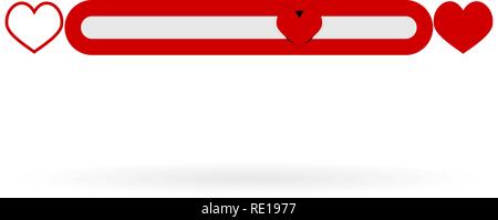Bar love indicator meter isolated on white. Vector indicator bar with heart red, love rating illustration Stock Vector
