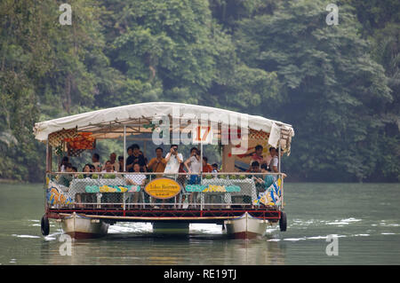 Boat trips on the Loboc river. Loboc Bohol. Pleasure boat on the River Loboc, Bohol, Philippines Stock Photo