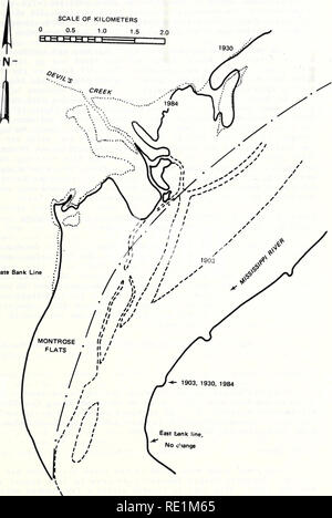 . Ecological structure and function of major rivers in Illinois &quot;large river LTER&quot; : 1985 progress report. Ecology; Ecology; Long term ecological research. EXPLANATION â â 1903 Outline .. 1930 Outline â 1984 Outline â Final Approximate Bank Line. Fig, 7, Past, present, and future delta formation at the mouth of Devils Creek on Pool 19, Mississippi River, 1-15. Please note that these images are extracted from scanned page images that may have been digitally enhanced for readability - coloration and appearance of these illustrations may not perfectly resemble the original work.. Sparks Stock Photo