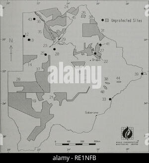 . Ecologically Sensitive Sites in Africa. Volume 6: Southern Africa. Botswana Fig 1.2 Botswana: unprotected ecologically sensitive sites. 13. Please note that these images are extracted from scanned page images that may have been digitally enhanced for readability - coloration and appearance of these illustrations may not perfectly resemble the original work.. WCMC. World Bank Stock Photo