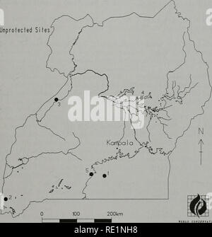 . Ecologically Sensitive Sites in Africa. Volume 2: Eastern Africa. Fig 6.2 Uganda: unprotected ecologically sensitive sites Uganda Unprotected Si tes. 149. Please note that these images are extracted from scanned page images that may have been digitally enhanced for readability - coloration and appearance of these illustrations may not perfectly resemble the original work.. WCMC. World Bank Stock Photo