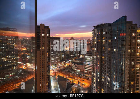 Golden Hour high-level view with setting sun in Beijing China Stock Photo