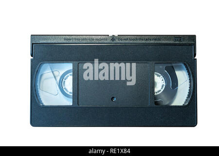 VHS Cassette on a white background. Recording tape. Stock Photo