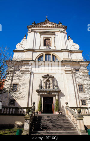 Discalced Carmelite Church of Our Lady Victorious also called Shrine of the Infant Jesus of Prague in Malá Strana at old town in Prague Stock Photo