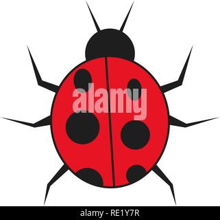 Ladybug in cartoon style. On white background, vector illustration Stock Vector