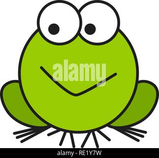 Frog in cartoon style. On white background, vector illustration Stock Vector