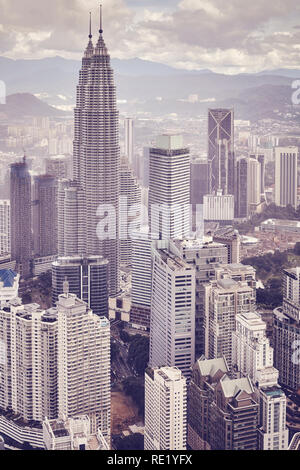 Kuala Lumpur skyline, color toned picture, Malaysia.