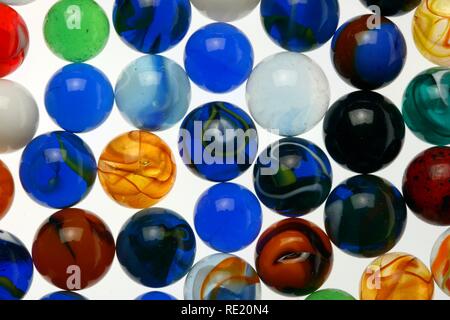 Glass marbles, different colours and sizes Stock Photo