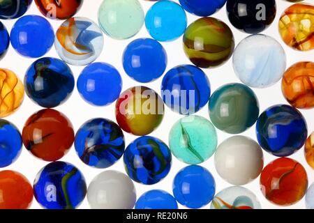 Glass marbles, different colours and sizes Stock Photo