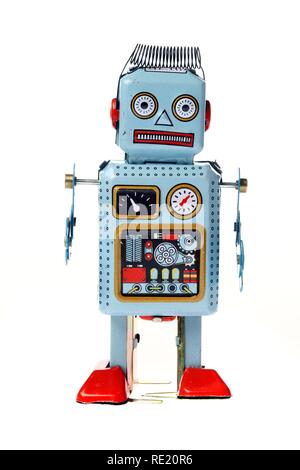 Toy robot, wind-up, tin toys Stock Photo
