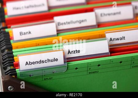 Hanging folder for sorting private papers Stock Photo