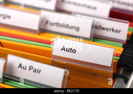 Hanging folder for sorting private papers Stock Photo