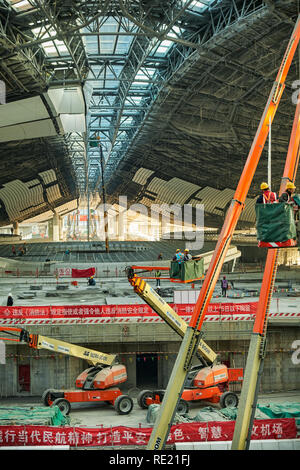 Beijing / China - October 10th 2018: Construction site of new Beijing Daxing International Airport, to be open on 30 September 2019.