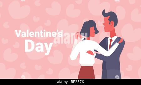 elegant couple dancing happy valentines day concept business man woman young lovers male female cartoon characters portrait flat horizontal Stock Vector