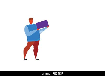 businessman holding document folder male office worker business man wearing casual clothes standing pose full length character flat horizontal isolated Stock Vector