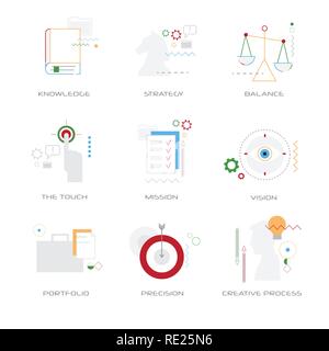 set different business concepts collection line style isolated Stock Vector