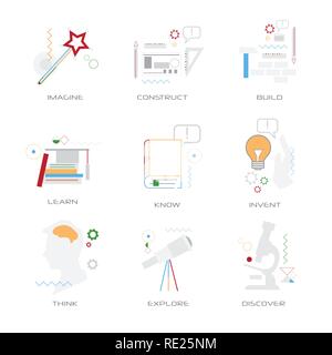 set different business concepts collection line style isolated Stock Vector