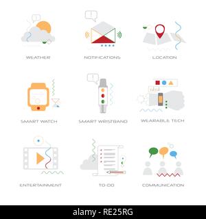 set different business concepts collection line style isolated Stock Vector