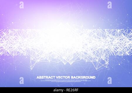 Abstract polygonal background with connected lines and dots. Minimalistic geometric pattern. Molecule structure and communication. Graphic plexus background. Science, medicine, technology concept Stock Vector