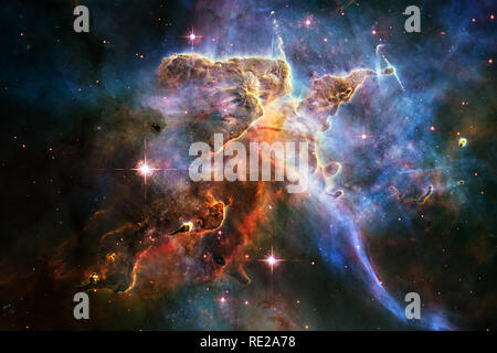 Nebulae and many stars in outer space. Elements of this image furnished by NASA. Stock Photo