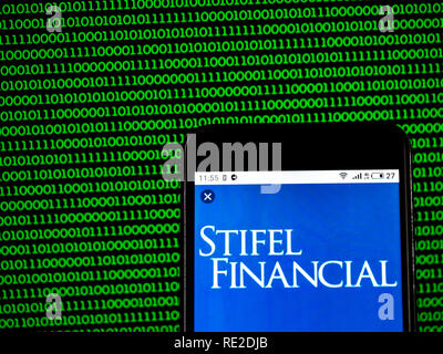 Stifel Investment banking company  logo seen displayed on smart phone Stock Photo