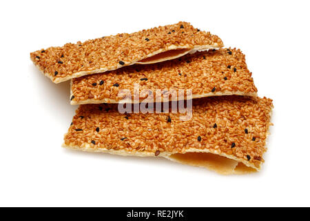 Sesame crackers,  biscuits isolated on white background Stock Photo