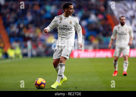 Madrid, Spain. 19th Jan 2019. Lucas Vazquez (Real Madrid) seen in action during the La Liga match between Real Madrid and Sevilla FC at the Estadio Santiago Bernabéu in Madrid. ( Final score; Real Madrid 2:0 Sevilla FC). Credit: SOPA Images Limited/Alamy Live News Stock Photo
