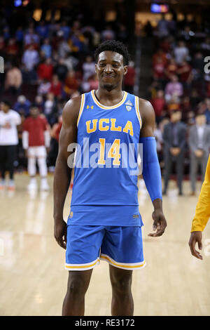 Los Angeles, CA, USA. 19th Jan, 2019. UCLA Bruins forward Kenneth Nwuba #14 smiles during the UCLA Bruins vs USC Trojans at Galen Center on January 19, 2019. (Photo by Jevone Moore) Credit: csm/Alamy Live News Stock Photo