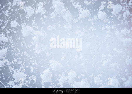 Snow covered window, macro, close up. Stock Photo